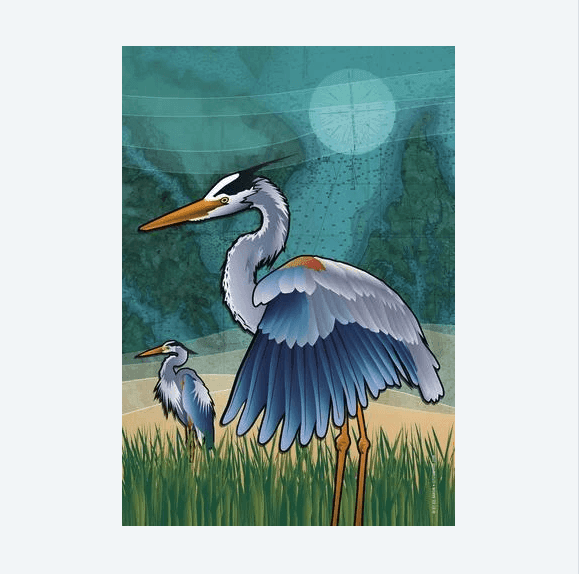 Coastal Blue Heron / Garden Flag - Route One Apparel