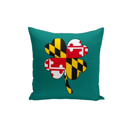 Maryland Flag 4-Leaf Clover Double-Sided (Green) / Throw Pillow - Route One Apparel