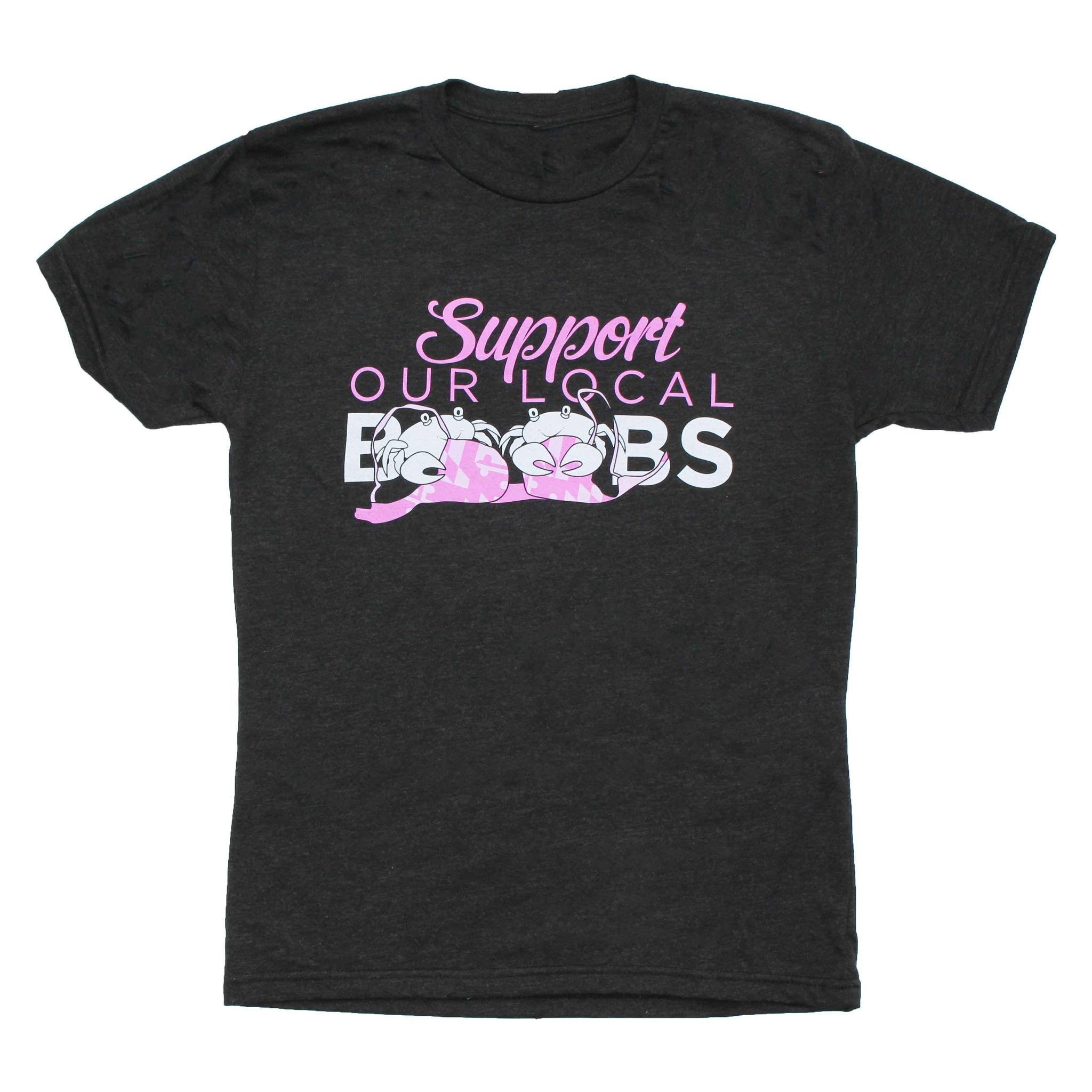 Support Our Local Boobs Crabby Bra (Vintage Black) / Shirt - Route One Apparel