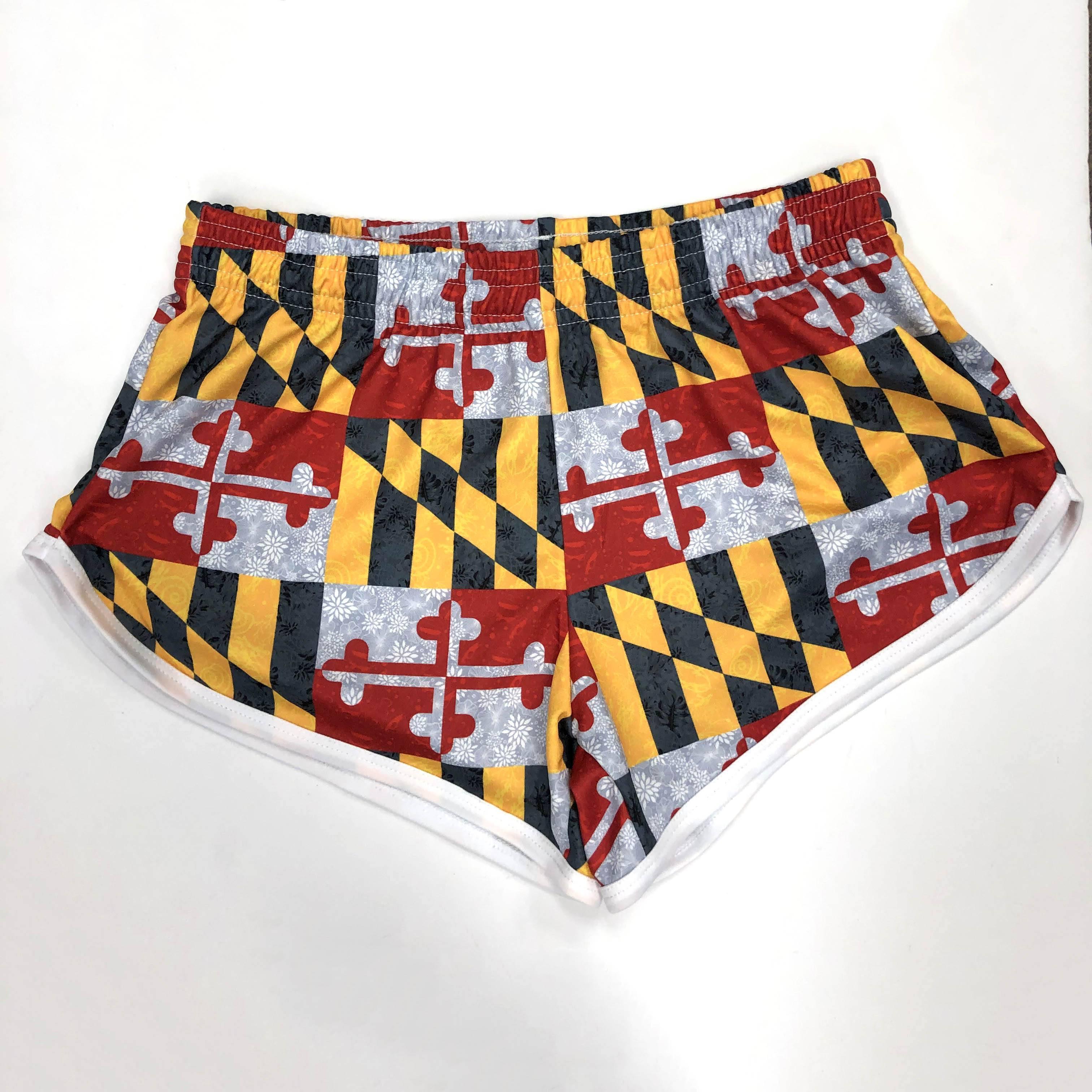 Route One Apparel Maryland Flag Nautical / Athletic Shorts (Ladies) Maryland Flag