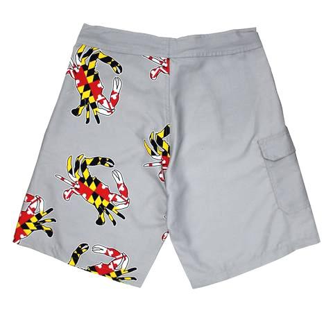 Maryland Full Flag Crab (Grey) / Board Shorts - Route One Apparel