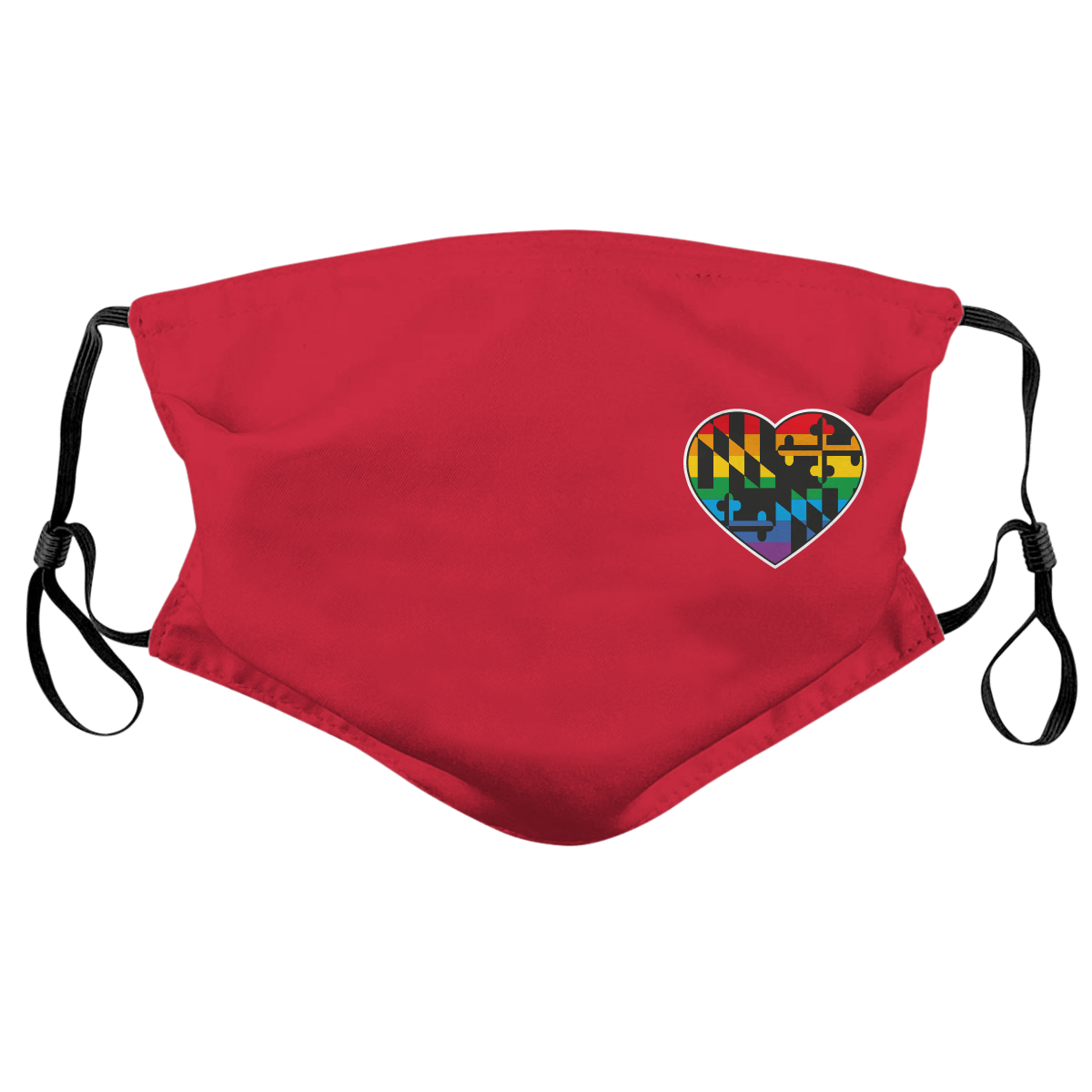 Side Maryland PRIDE Flag Heart (Red) / Face Mask - Route One Apparel