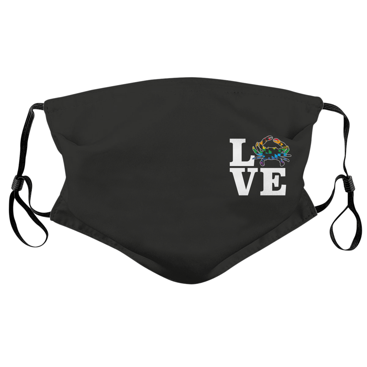 Side LOVE - Maryland Rainbow Crab (Black) / Face Mask - Route One Apparel