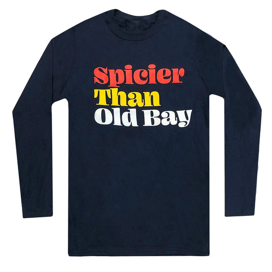 Spicier Than Old Bay (Navy) / Long Sleeve Shirt - Route One Apparel