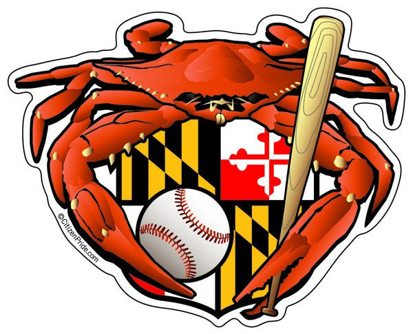 Orange Baseball Sports Crab / Sticker - Route One Apparel