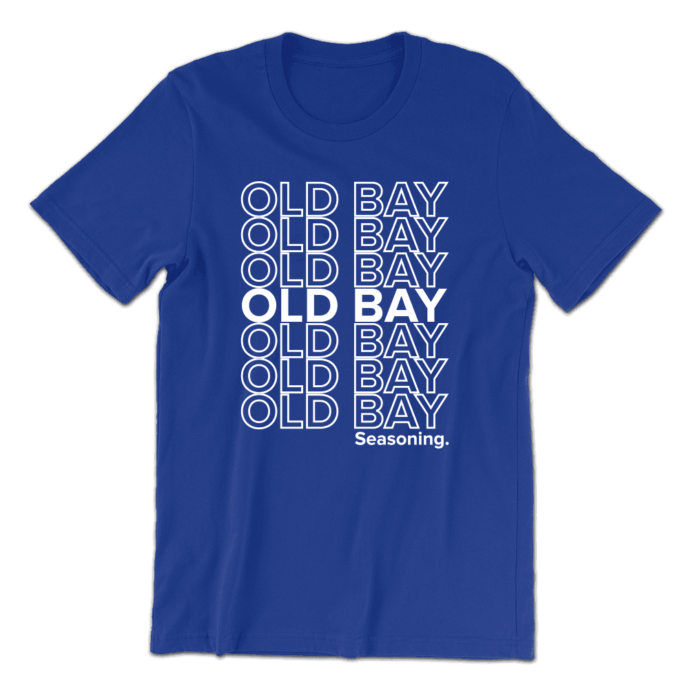 Stacked Old Bay Seasoning Text (Royal Blue) / Shirt - Route One Apparel