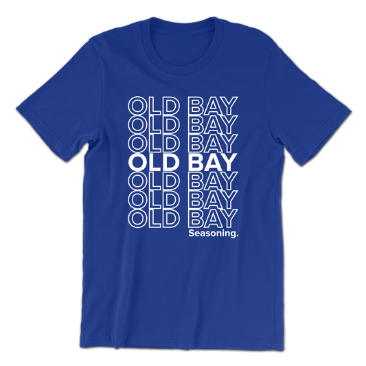 Stacked Old Bay Seasoning Text (Royal Blue) / Shirt - Route One Apparel