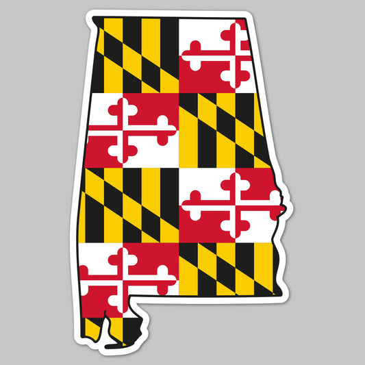 State of Alabama w/ Maryland Flag / Sticker - Route One Apparel