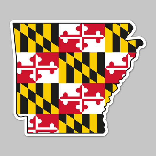 State of Arkansas w/ Maryland Flag / Sticker - Route One Apparel