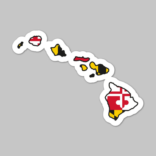 State of Hawaii w/ Maryland Flag / Sticker - Route One Apparel