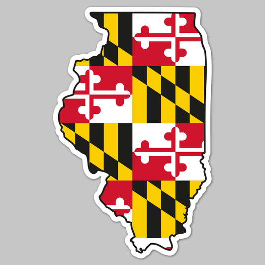 State of Illinois w/ Maryland Flag / Sticker - Route One Apparel