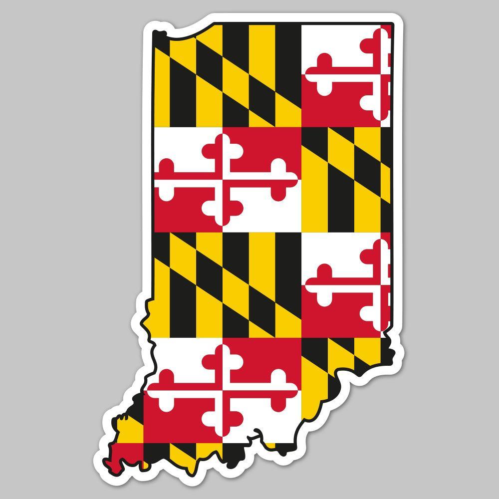 State of Indiana w/ Maryland Flag / Sticker - Route One Apparel