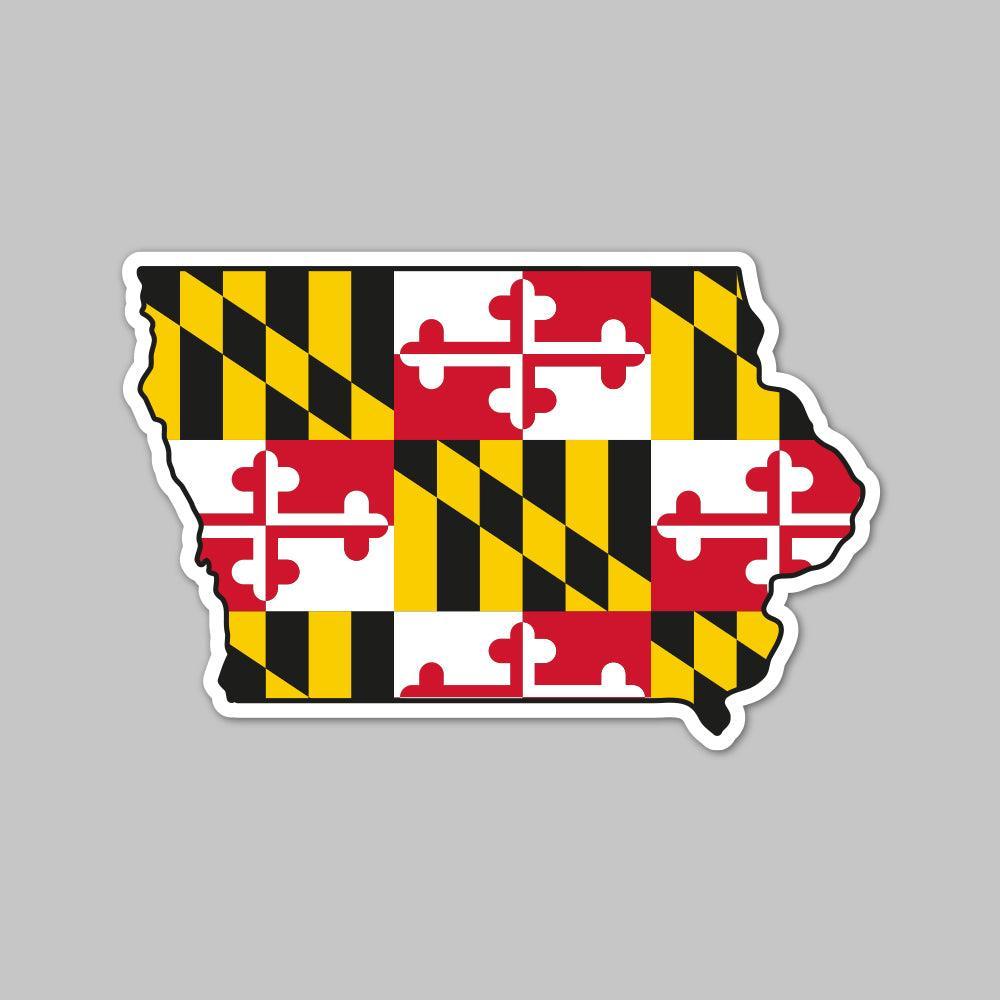 State of Iowa w/ Maryland Flag / Sticker - Route One Apparel