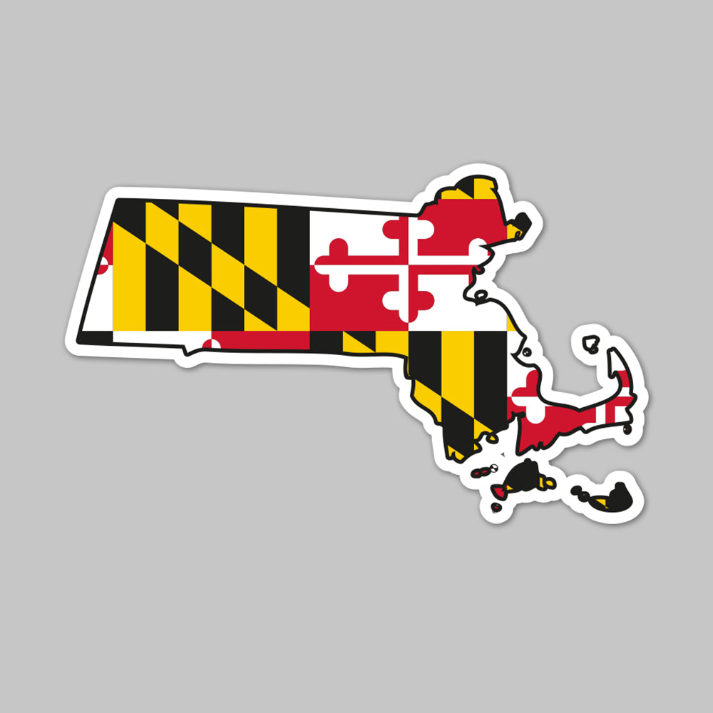 State of Massachusetts w/ Maryland Flag / Sticker - Route One Apparel