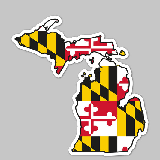 State of Michigan w/ Maryland Flag / Sticker - Route One Apparel