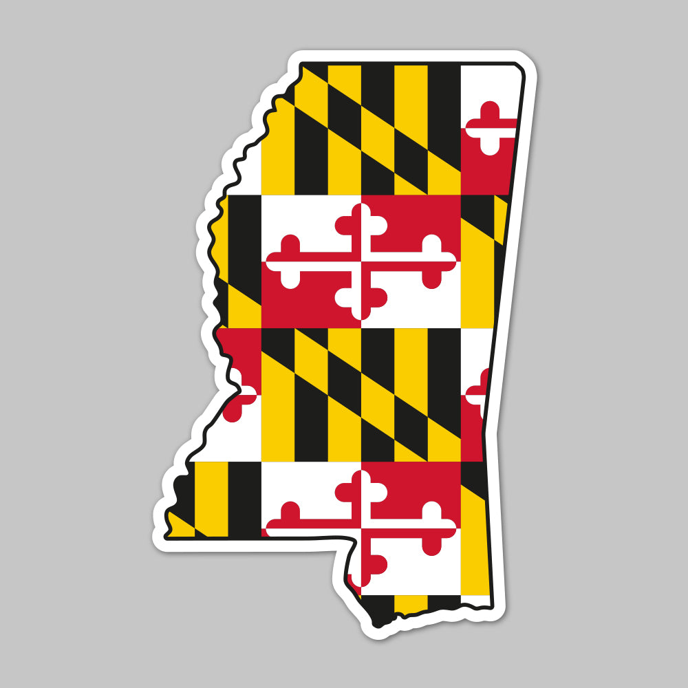 State of Mississippi w/ Maryland Flag / Sticker - Route One Apparel