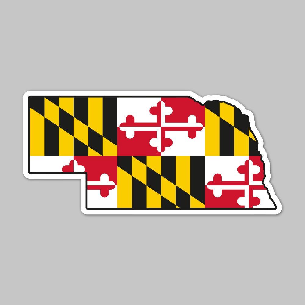 State of Nebraska w/ Maryland Flag / Sticker - Route One Apparel