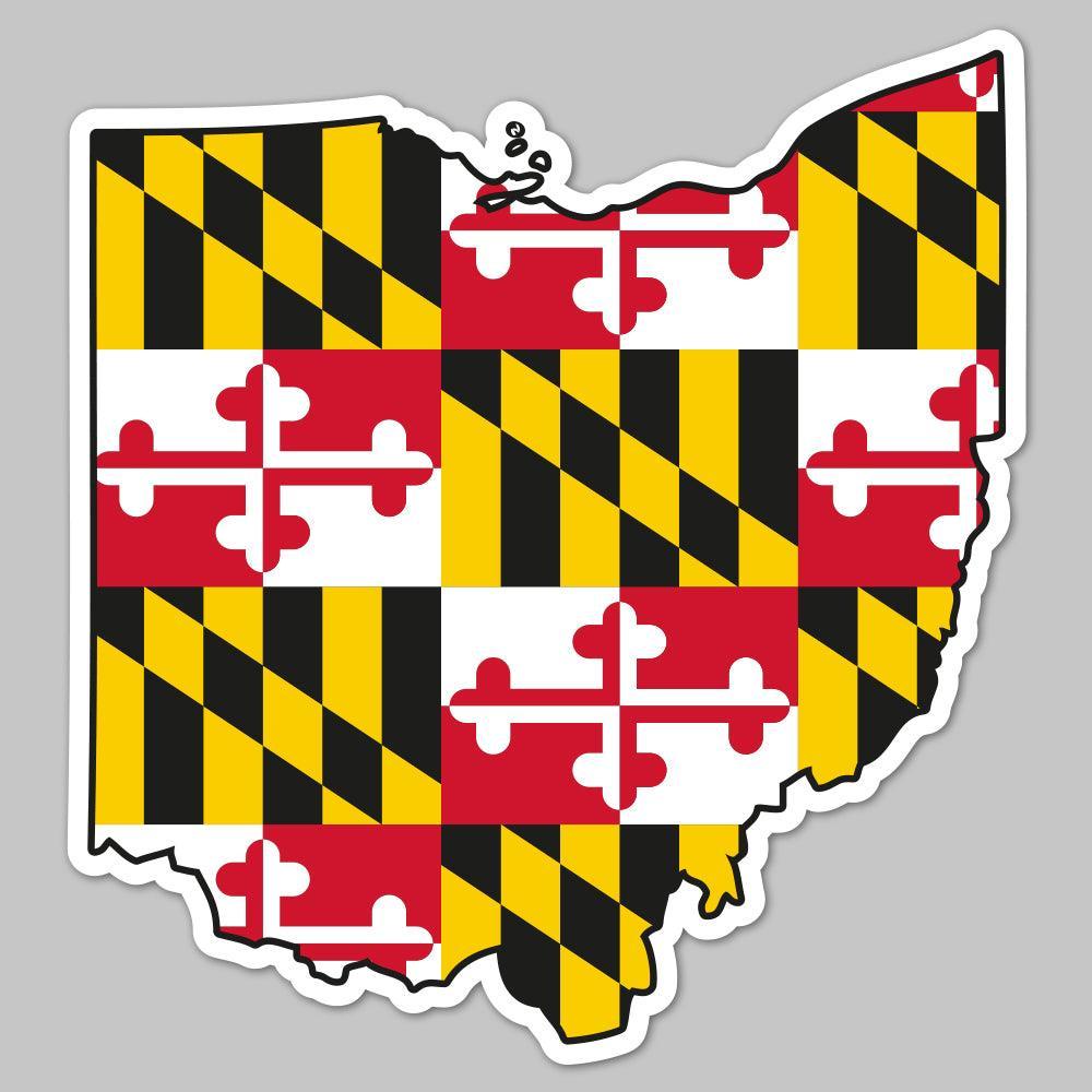 State of Ohio w/ Maryland Flag / Sticker - Route One Apparel