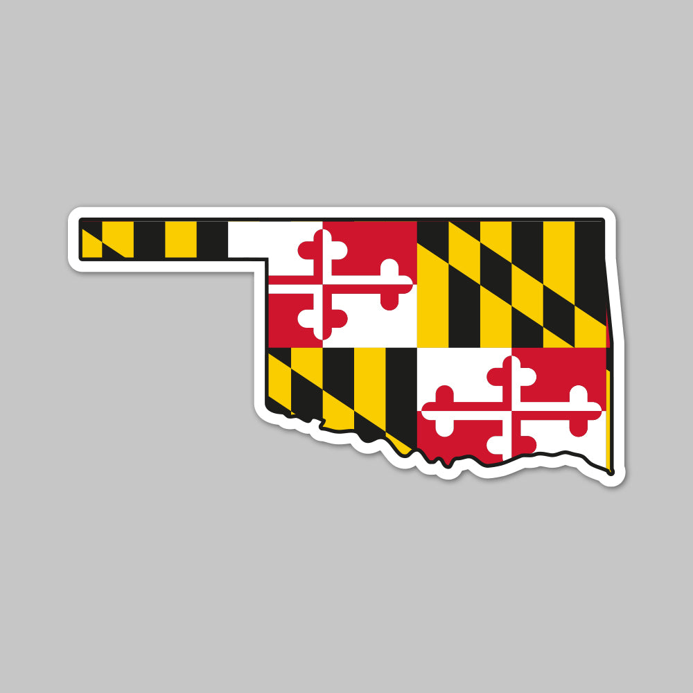 State of Oklahoma w/ Maryland Flag / Sticker - Route One Apparel