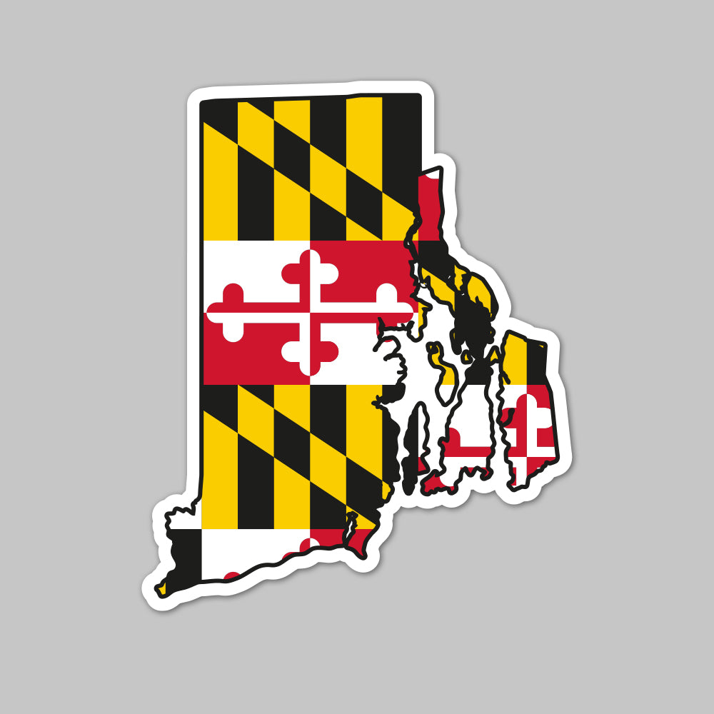 State of Rhode Island w/ Maryland Flag / Sticker - Route One Apparel