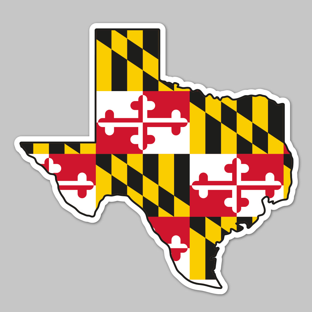 State of Texas w/ Maryland Flag / Sticker - Route One Apparel