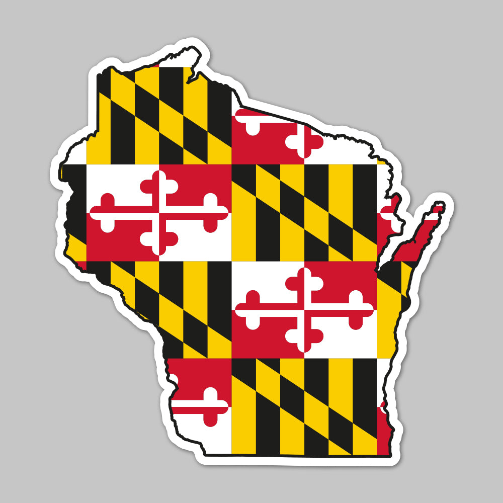 State of Wisconsin w/ Maryland Flag / Sticker - Route One Apparel