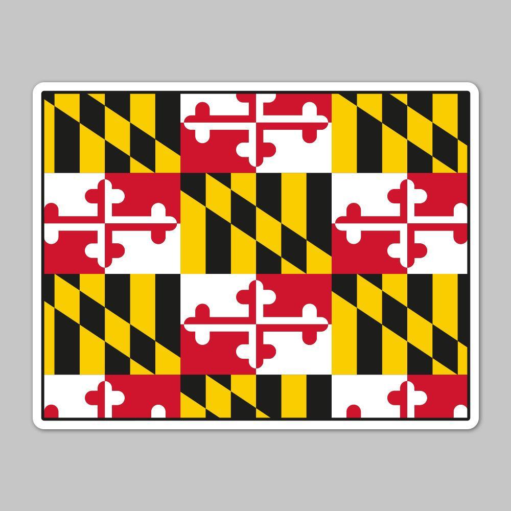 State of Wyoming w/ Maryland Flag / Sticker - Route One Apparel