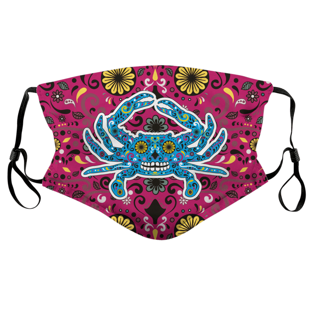 Sugar Skull Crab (Pink & Blue) / Face Mask - Route One Apparel