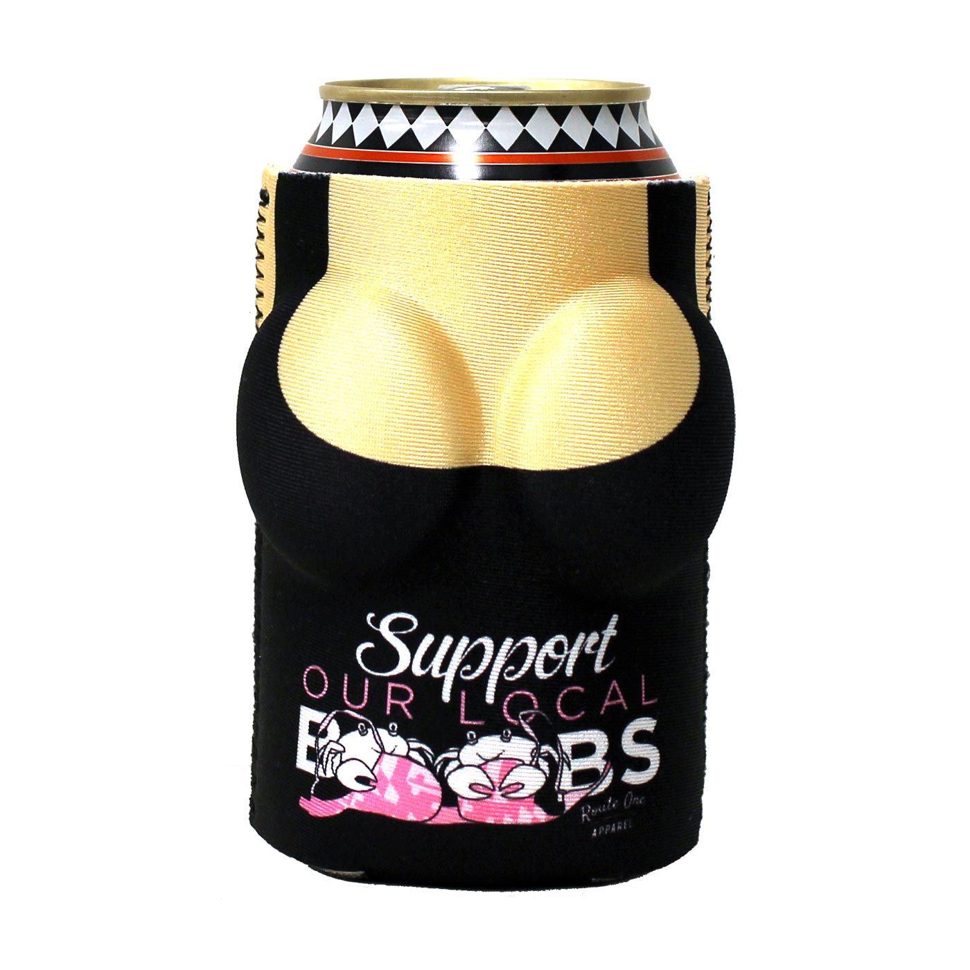 Support Our Local Boobs (Black) / Can Cooler - Route One Apparel
