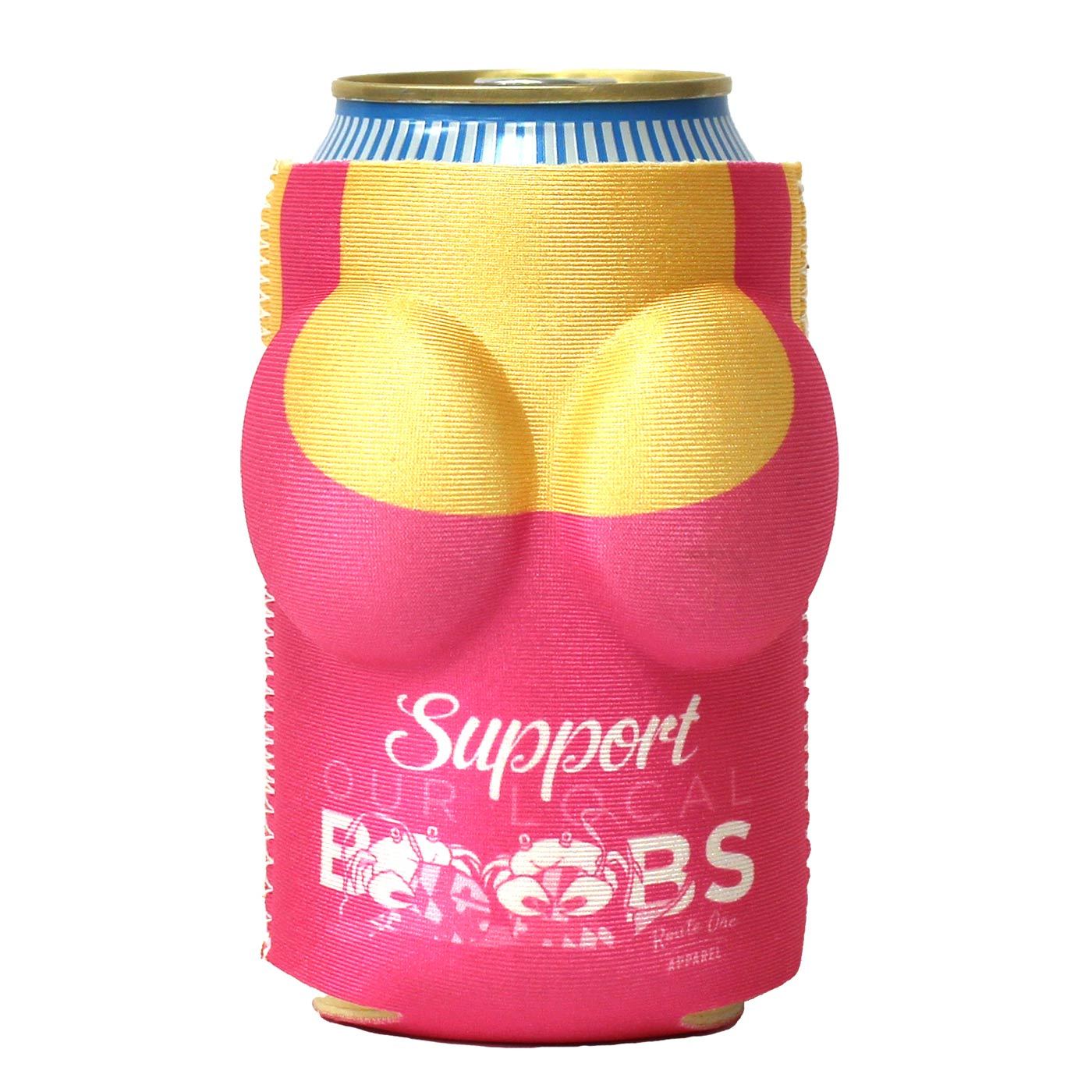 Support Our Local Boobs (Pink) / Can Cooler - Route One Apparel