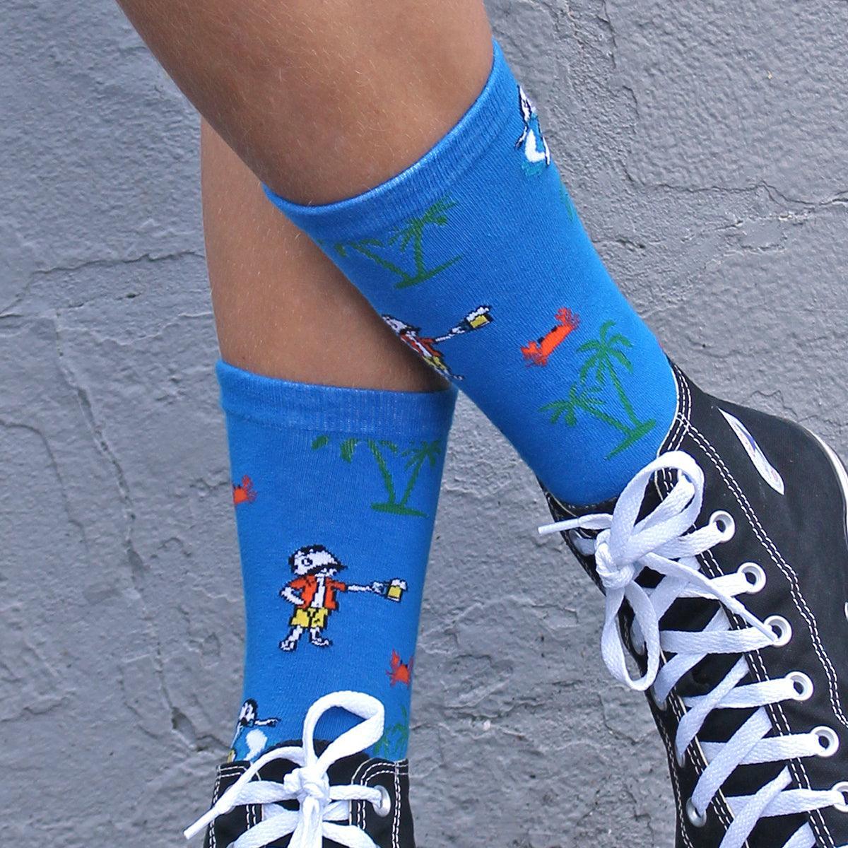 Surfer Boh with Palms (Dark Blue) / Crew Socks - Route One Apparel