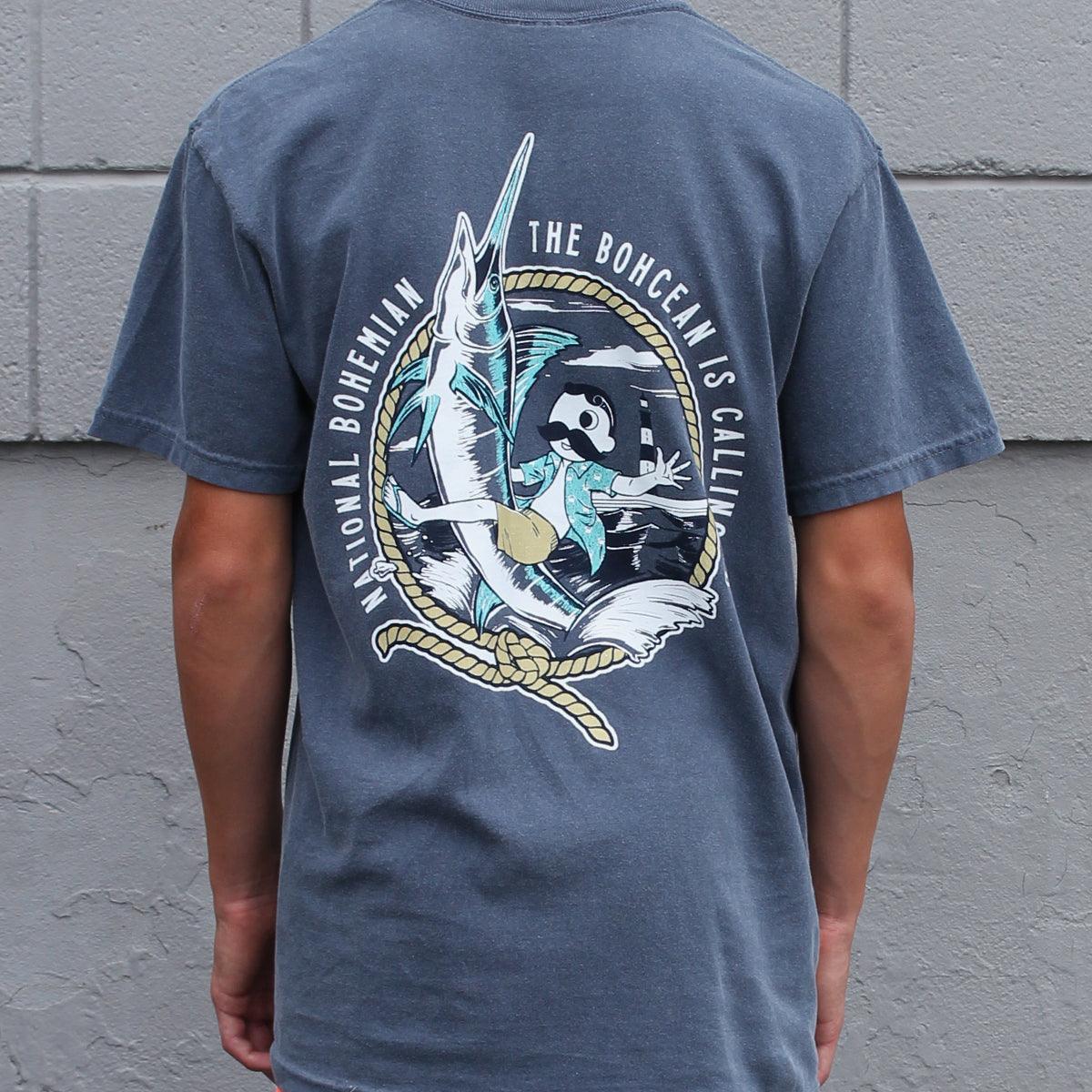 The Bohcean Is Calling Us - National Bohemian (Denim) / Shirt - Route One Apparel