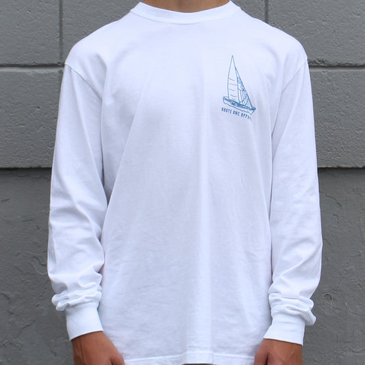 The Chesapeake Is My Happy Place (White) / Long Sleeve Shirt - Route One Apparel