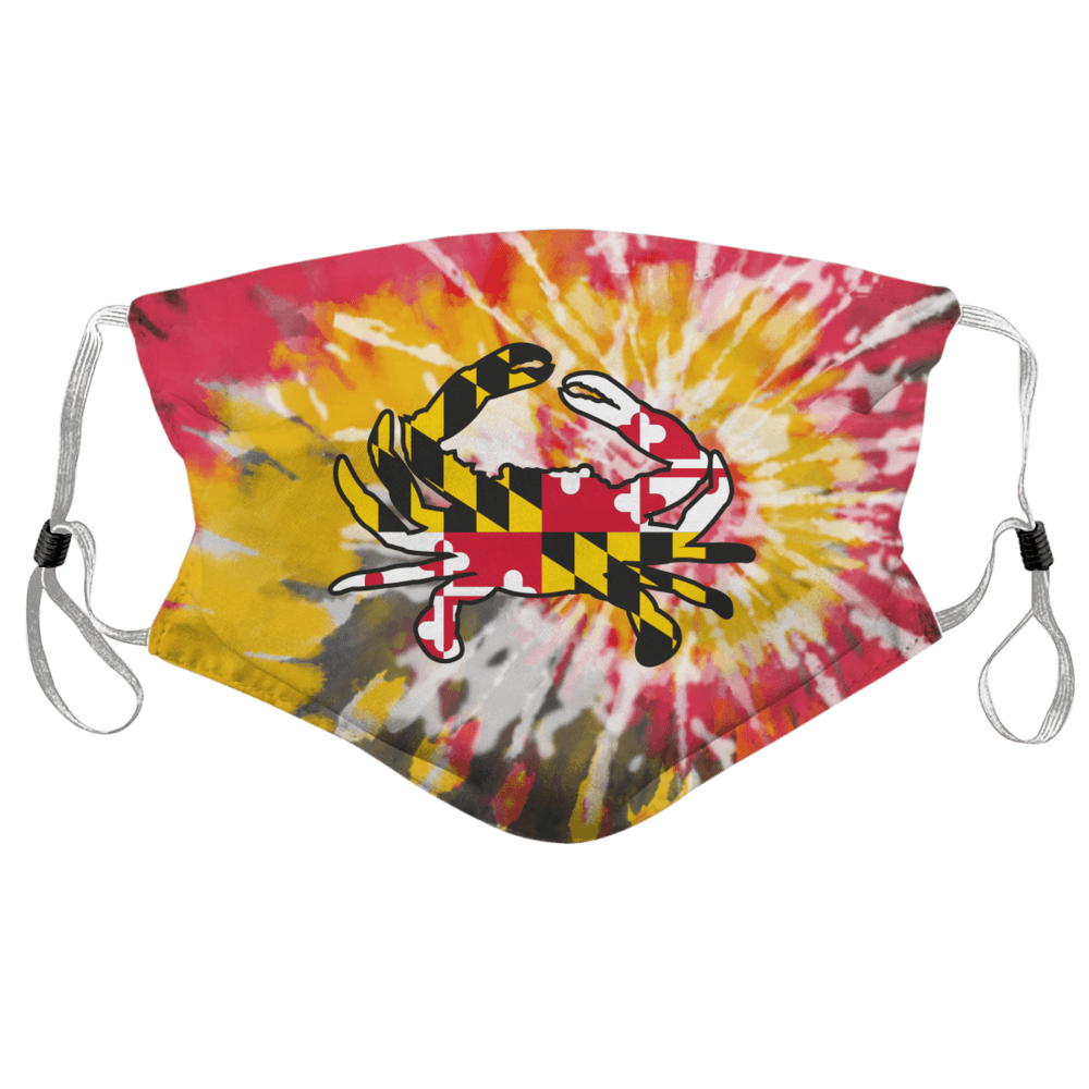 Maryland Flag Crab on Tie Dye / Face Mask - Route One Apparel