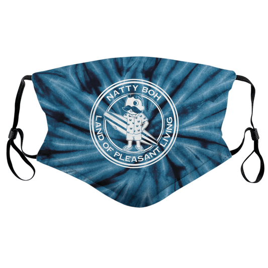 Natty Boh Surfer Dude Land of Pleasant Living (Blue Swirl Tie Dye) / Face Mask - Route One Apparel