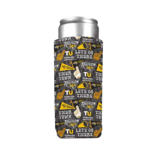 Towson University Fan Pattern / Slim Can Cooler - Route One Apparel