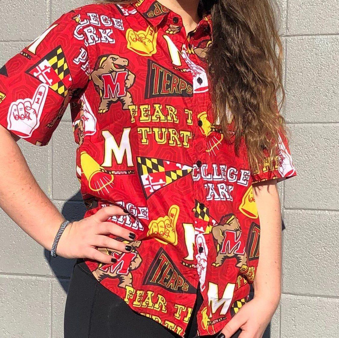 UMD Fan Pattern (Red) / Hawaiian Shirt - Route One Apparel