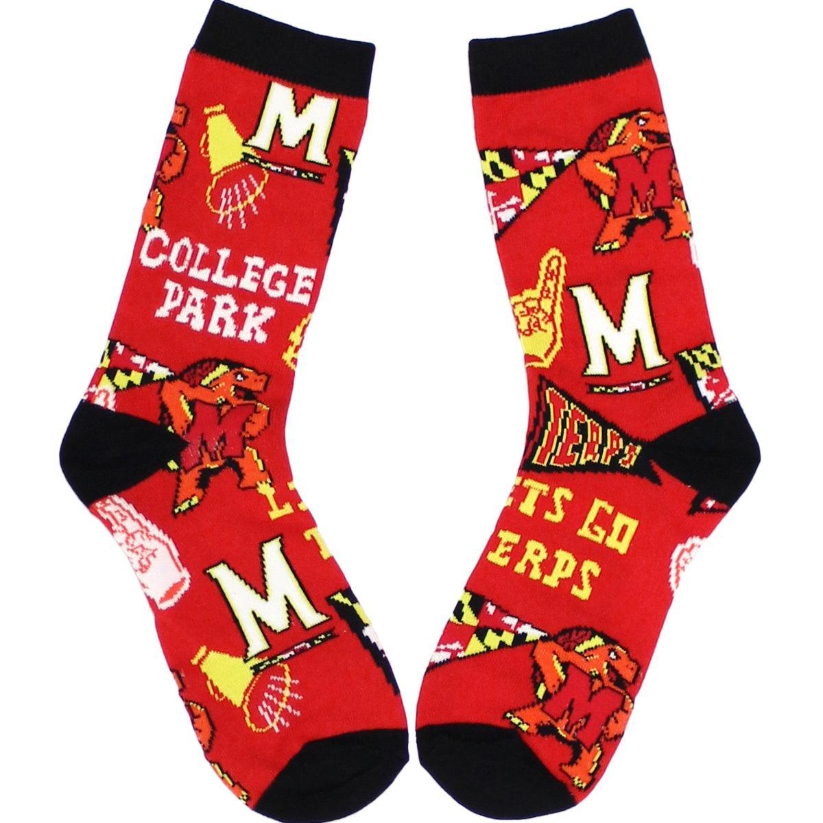 UMD Fan Pattern (Red) / Crew Socks - Route One Apparel