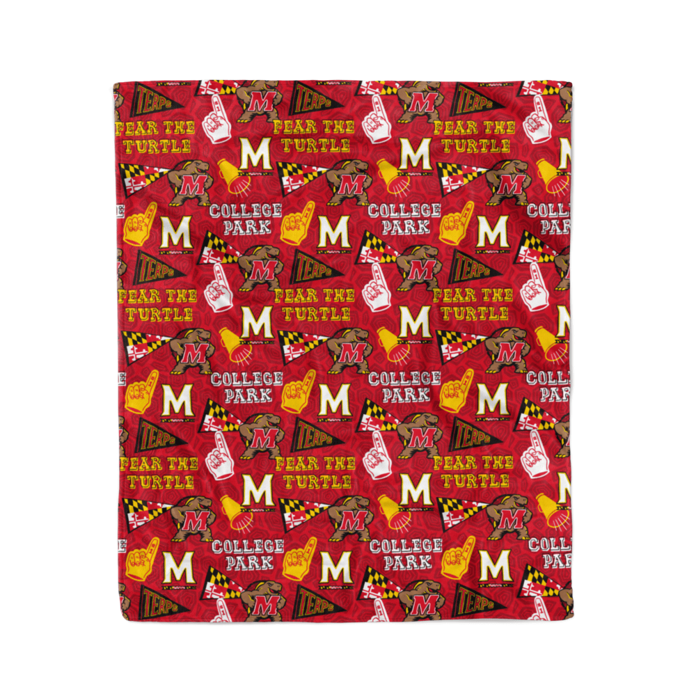 UMD "M" Logo and Fan Pattern (Black) / 59in x 50in Blanket - Route One Apparel