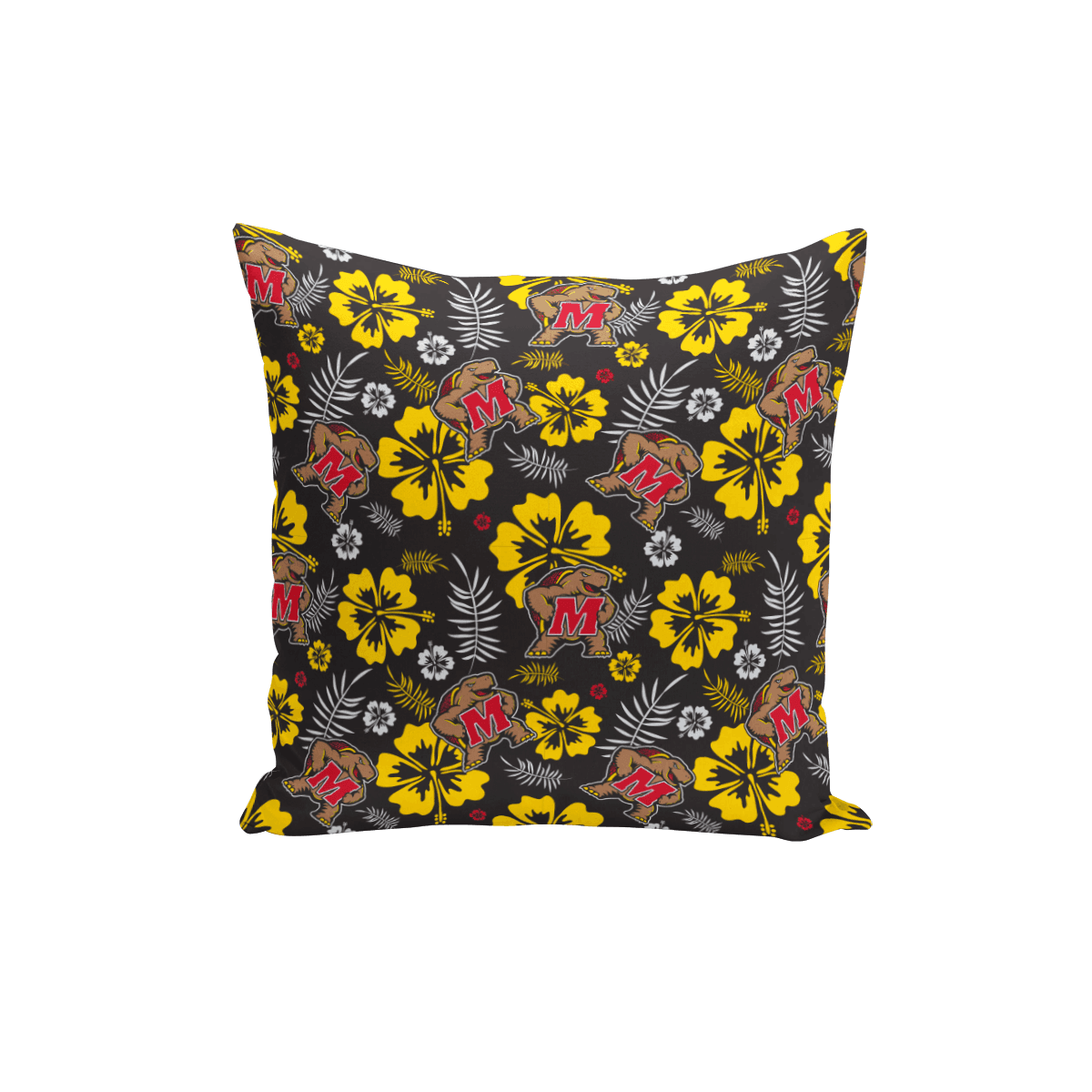 UMD Testudo Hawaiian Pattern (Black) / Throw Pillow - Route One Apparel