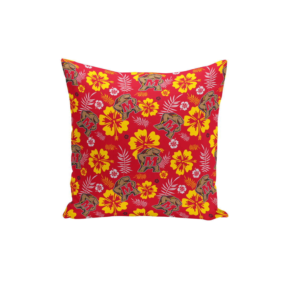 UMD Testudo Hawaiian Pattern (Red) / Throw Pillow - Route One Apparel