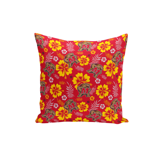 UMD Testudo Hawaiian Pattern (Red) / Throw Pillow - Route One Apparel