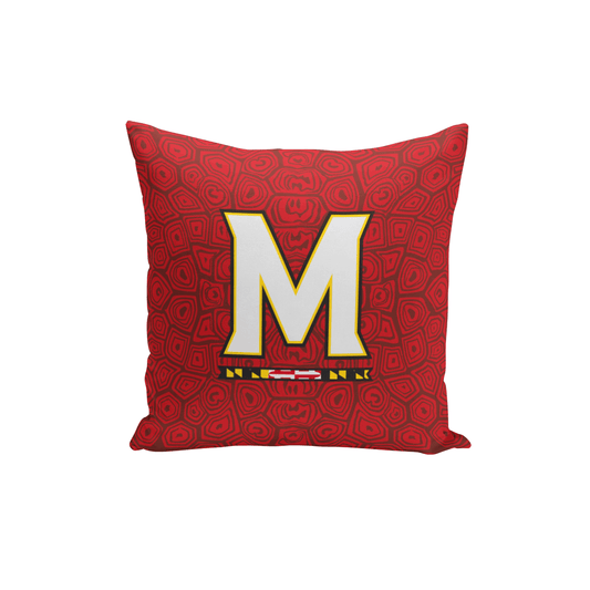 UMD "M" Logo & Turtle Shell (Red) / Throw Pillow - Route One Apparel