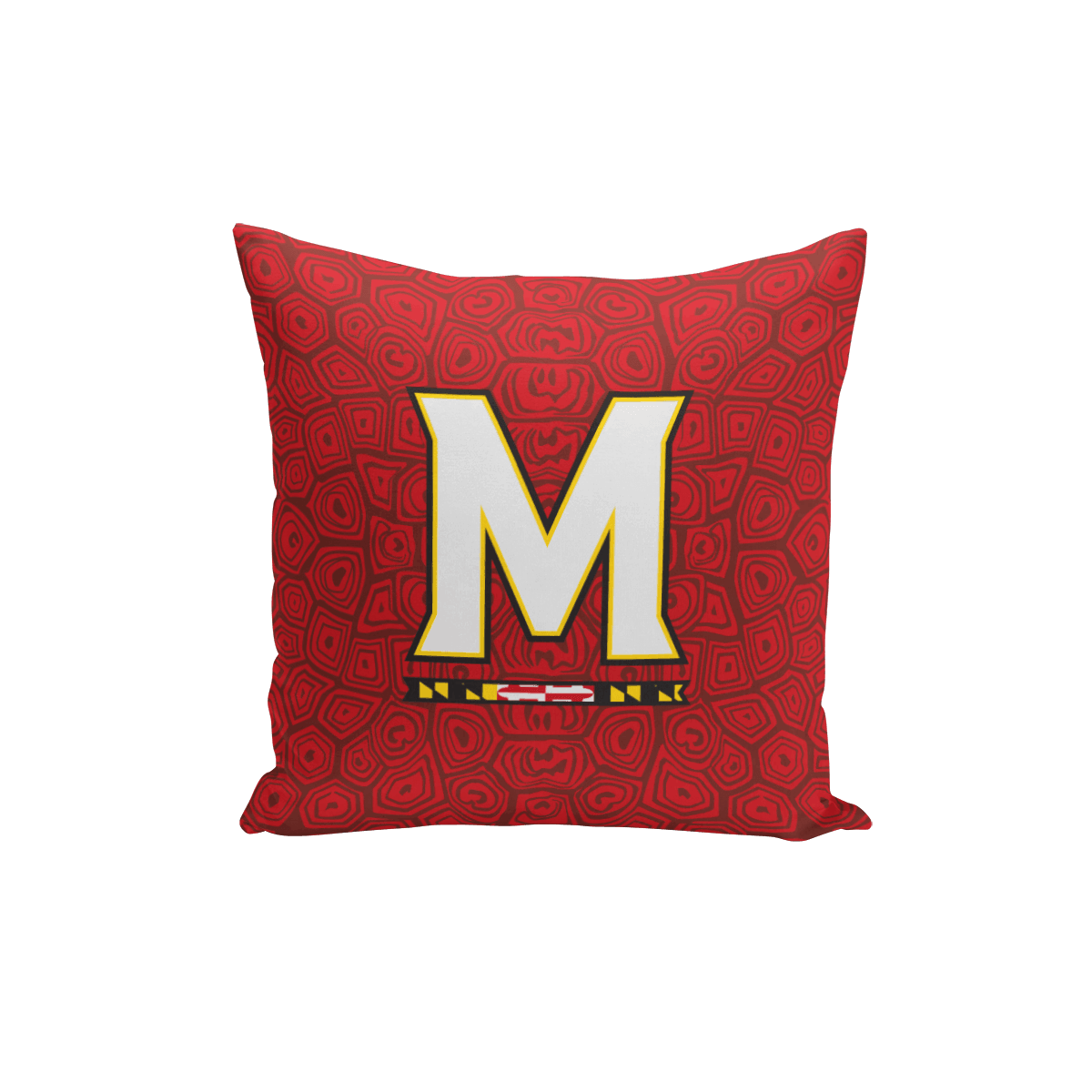 UMD "M" Logo & Turtle Shell (Red) / Throw Pillow - Route One Apparel