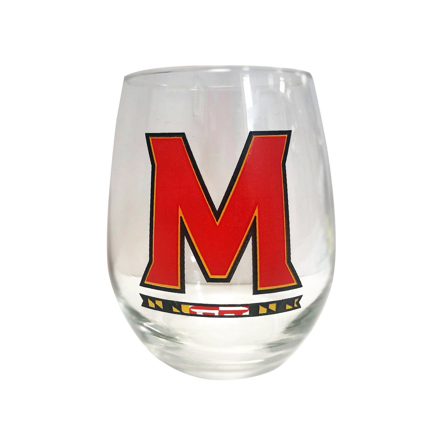 UMD "M" Logo / Stemless Wine Glass - Route One Apparel
