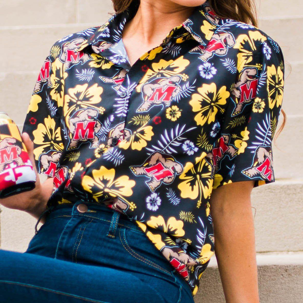 UMD Testudo (Black) / Hawaiian Shirt - Route One Apparel