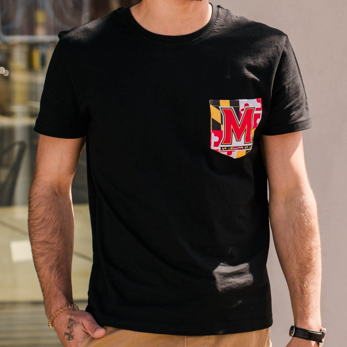 UMD "M" Logo Flag (Black) / Pocket Shirt - Route One Apparel
