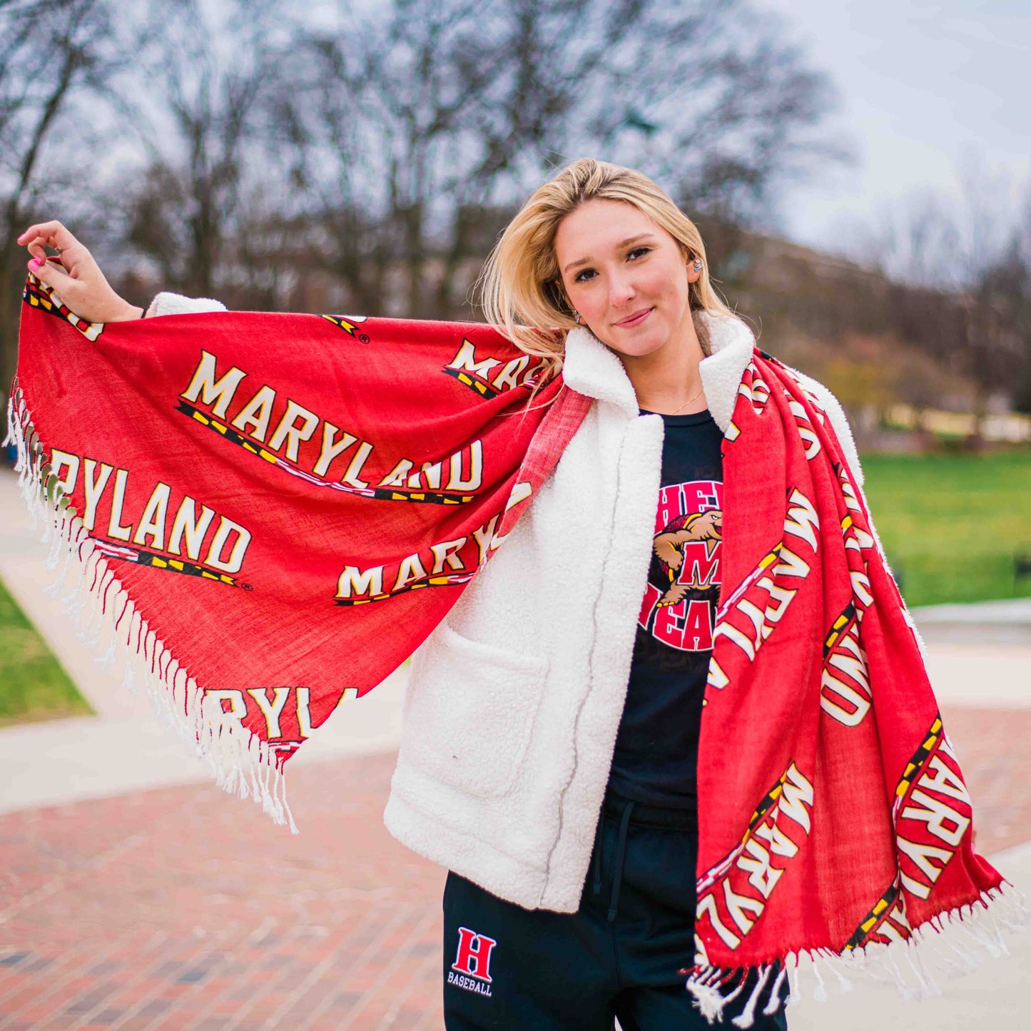 UMD Athletic Logo Pattern (Red) / Scarf - Route One Apparel