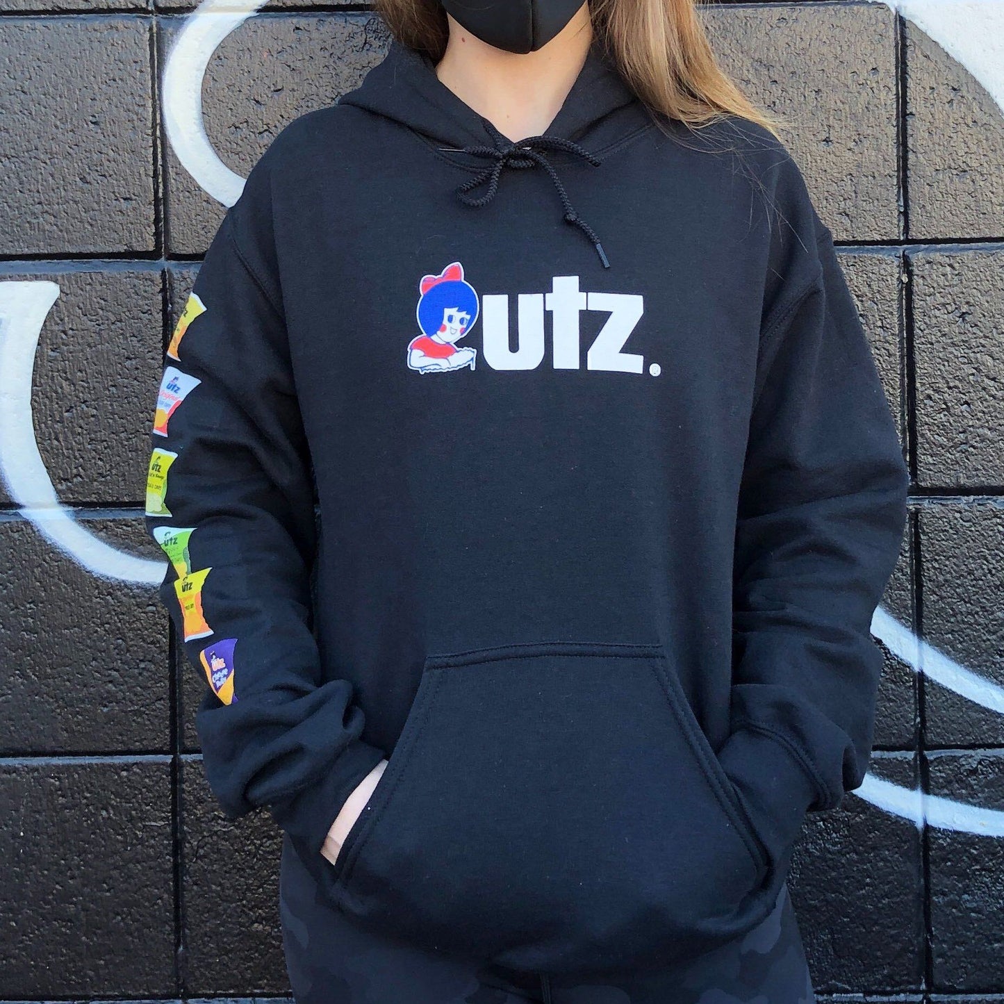 Utz Logo and Chip Bags Sleeve (Black) / Hoodie - Route One Apparel