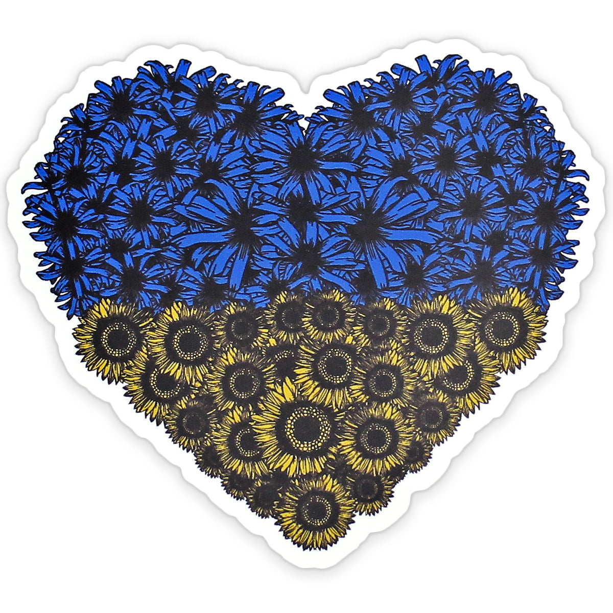 Ukraine Flag Floral Heart / Sticker - Route One Apparel
